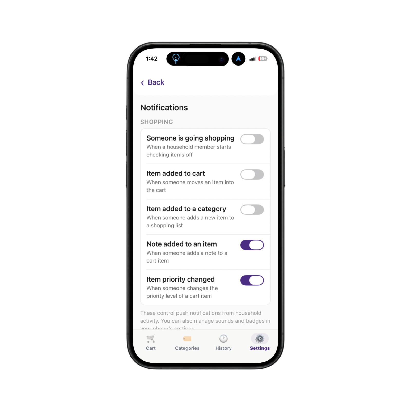 Notifications screen
